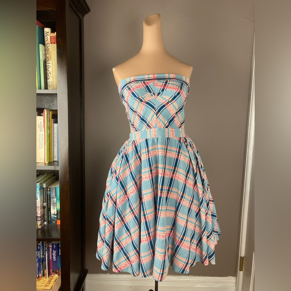 Only Hearts NYC / BGN NWT Strapless Plaid Dress with Attached Petticoat - Size 4 - Picture 3 of 15
